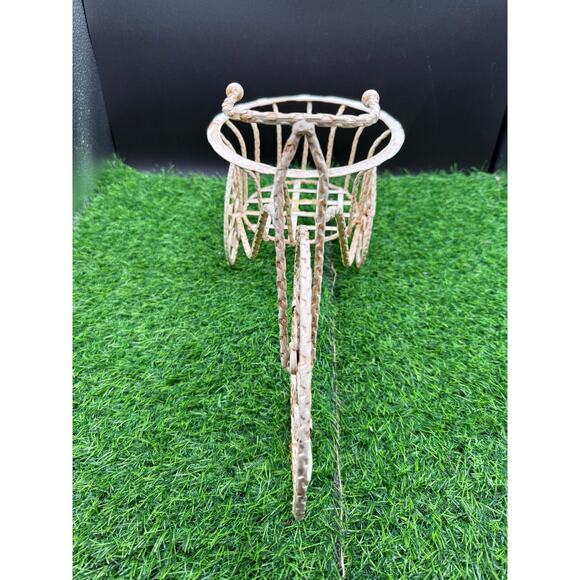 Decorative Ivory Metal Tricycle Planter - Picture 3 of 8